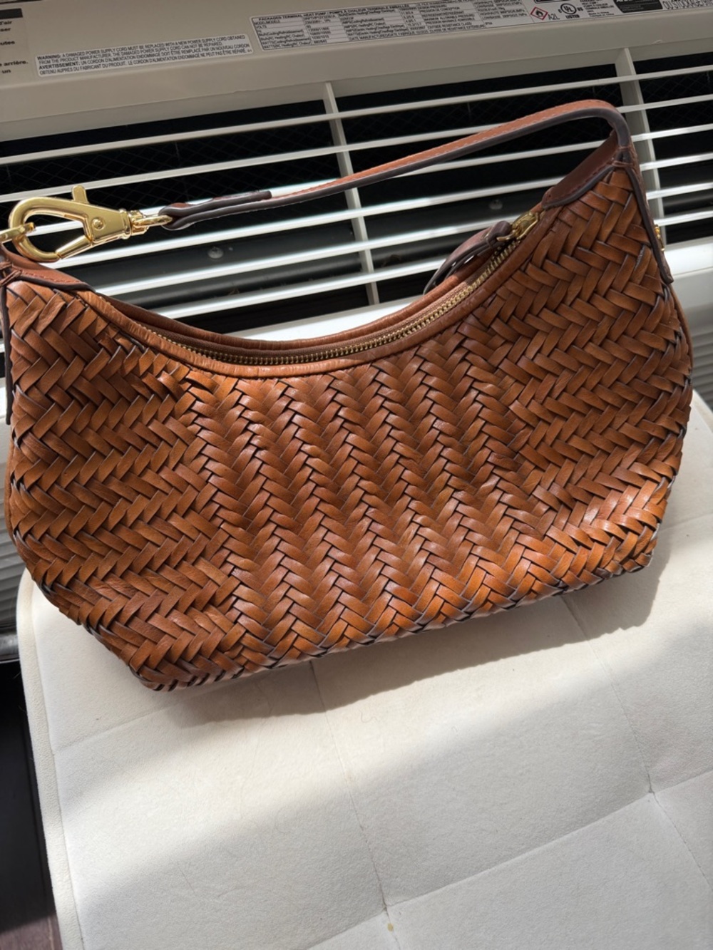 Ralph Lauren Woven Leather Shoulder Bag - Cognac Brown - Picture 2 of 5